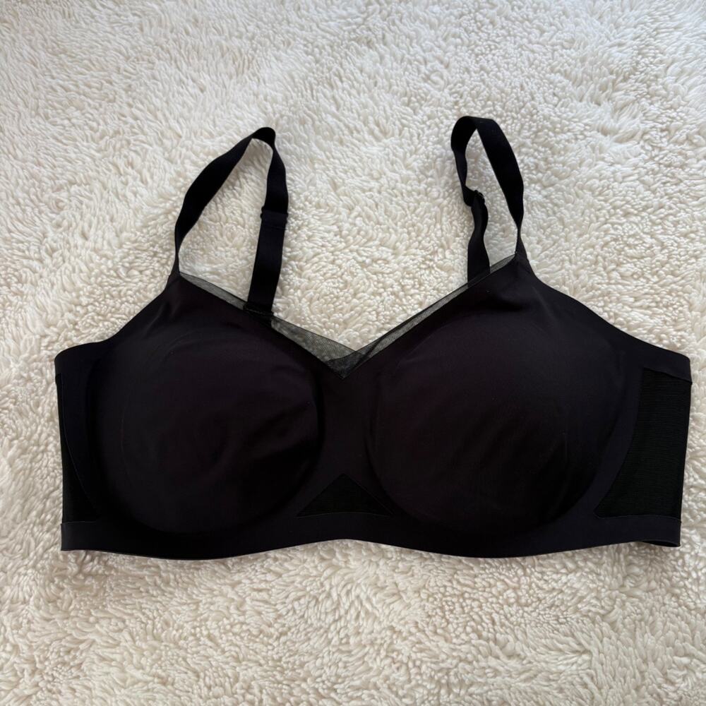 Honey Love Crossover Wireless Seamless Bra Womens Sz 1XL Black Comfort Casual